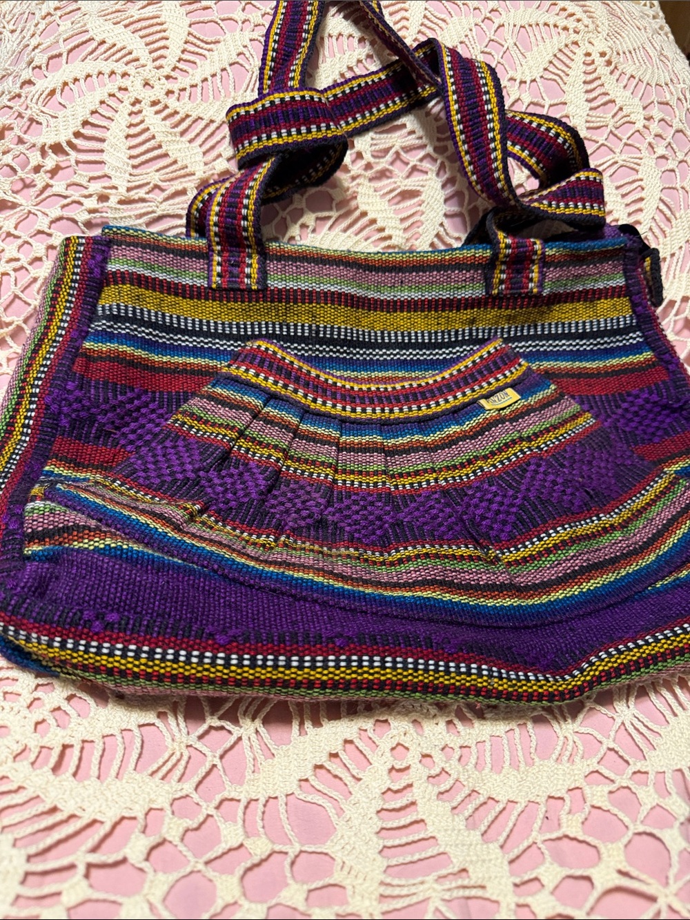 Handwoven Purple Multicolor Tote Bag